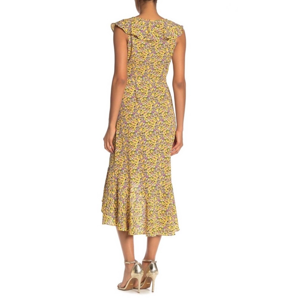 Max Studio Patterned Ruffle Wrap Midi Dress - Picture 2 of 6